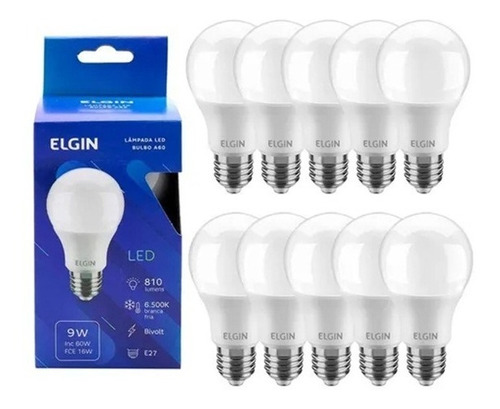 Kit Lampada Led 9w Branca Fria E27 Bivolt 10 Peças Casa Loja