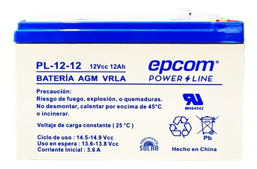 Bateria Recargable Agm Solar 12v 12ah Sellada  Epcom Vrla