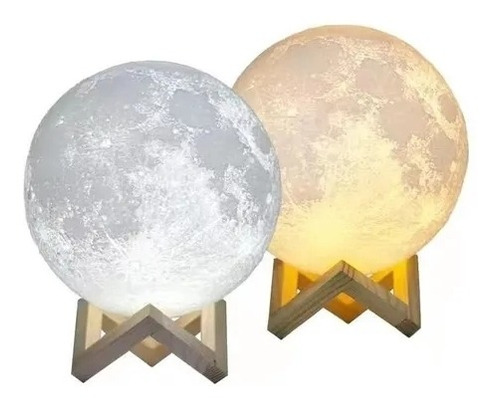 3d Luna Lámpara Réplica Lunar Brillo Recargable Touch