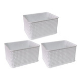 Canastos Organizador Plastico Rattan Cesto Alto Kit X 3