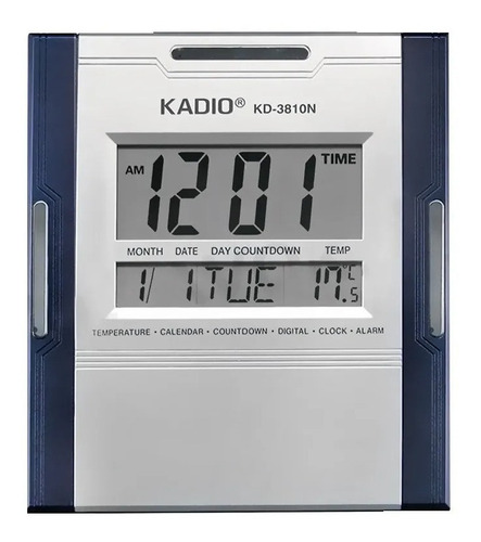 Reloj Digital Temperatura Pared Cuadrado Kadio Kd-3808 Gris