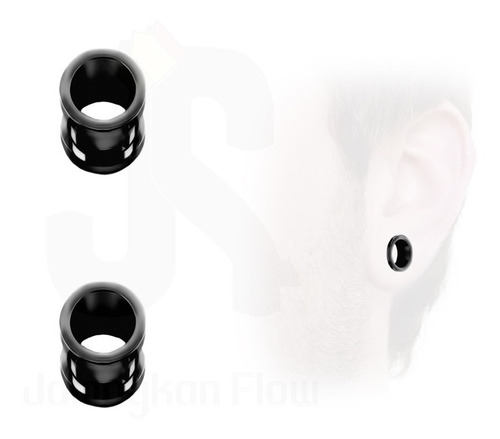 Expansor Oreja Tunel Titanio Negro 14mm 2 Pz Lobulo