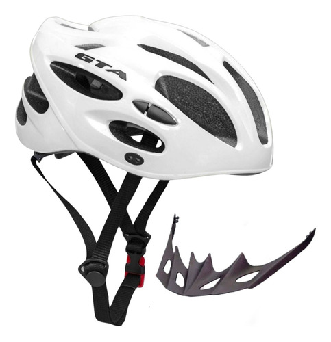 Capacete Bike Ciclismo Branco Mtb Gta Sinalizador Traseiro