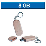 Usb Memoria 8gb Llavero Madera Económica Logo 5pz Ut Usb052