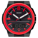 Relógio Orient Masculino Preto Vermelho Solar Tech Esportivo