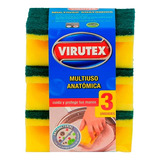 Esponja X3 Multiuso Antibacterial Acanalada  Virutex