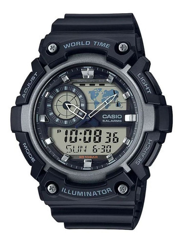 Reloj Casio Aeq200w-1avdf Cuarzo Hombre Color De La Correa Negro