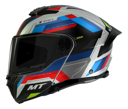 Casco Para Moto Rebatible Mt Helmets Bast D5 Atom 2 Sv Mt Fu404sv  Azul Y Rojo Mate  Atom Talla S 