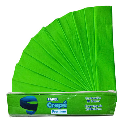 Papel Crepe Snapmex Premium 50x200cm Paquete 10 Pliegos Color Verde Limón | MercadoLibre