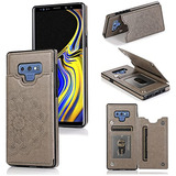 Funda Cartera Para Samsung Galaxy Note 9 Gris Delgada Piel S