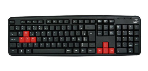 Teclado Gamer Newlink Tc308 Usb Brasil Preto E Vermelho