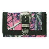 Muddy Girl Pink Camo Wallet Con Hebilla De Diamantes De Imit