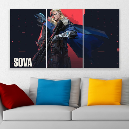 Cuadro Triptico Valorant Sova 72cm X 40cm Art Canvas