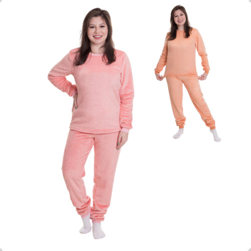 Pijama Inverno Fleece Soft Plush Adulto Feminino Plus Size