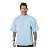 Camiseta Overside En Burda 240g Azul Bebe