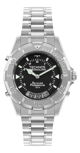 Relógio Technos Masculino Skydiver Pulseira Em Aco Classico