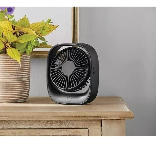 Ventilador Abanico Portatil Recargable 9cm Diametro Negro