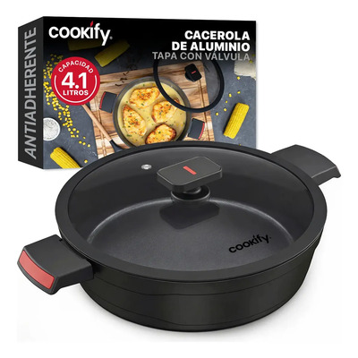 Cacerola Arrocera Cookify 28cm Antiadherente Mármol\u002Faluminio Aluminio Fundido Negro | Meses sin interés
