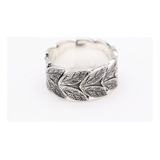 Anillo Hombre S925 Plata Europea Y Tide Marca Hoja Patrón