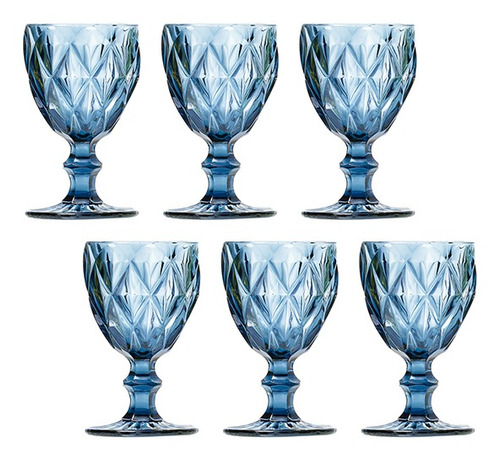 Jogo De Taças Água Diamante Azul 260ml Class Home Promoção