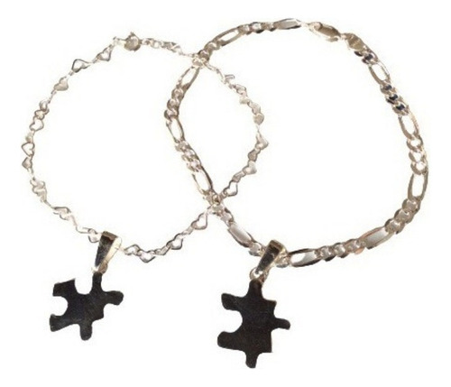 Pareja Personalizada Pulsera Dije Rompecabezas Plata Ley 925