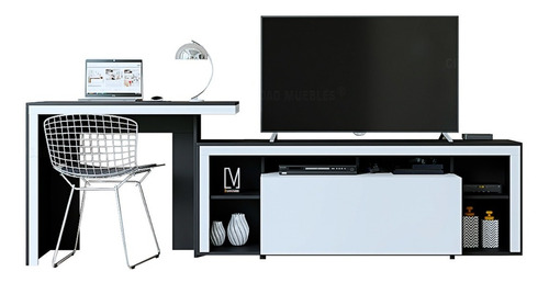 Combo Escritorio Integrado A Mueble Modular De Tv