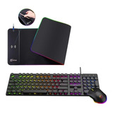 Combo Xinua Gamer Rgb Kit Teclado Mouse + Mousepad Carga Qi