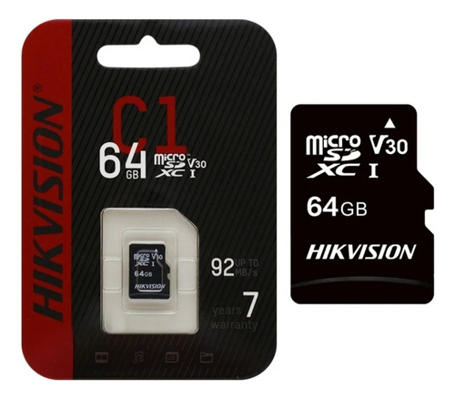 Cartão De Memoria Microsd 64gb Hikvision C1 V30 Original Nf