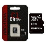 Cartão De Memoria Microsd 64gb Hikvision C1 V30 Original Nf