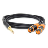 Cable Canon Hembra  2 A Plug 1/4 Stereo 2 Mts Profesional