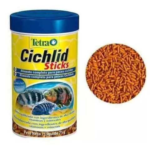 Ração Tetra Cichlid Sticks 75g Para Peixe Ciclídeo Ciclídio