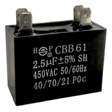 Capacitor Cbb61 2.5uf 450vac Ventilador Condensador Refacció