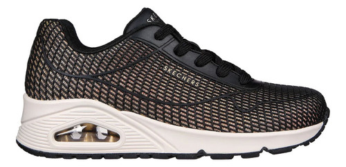 Tenis Mujer Skechers Uno Shine - Negro-dorado