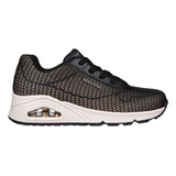 Tenis Mujer Skechers Uno Shine - Negro-dorado