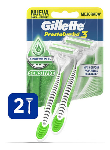 Gillette Maquina De Afeitar Prestobarba3 Sensitive X2 Un