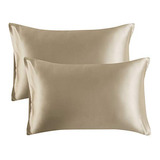 Fundas Para Almohada Queen De Saten Color Taupe 50x76cm