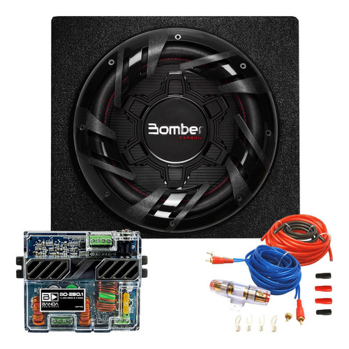 Subwoofer Bomber Carbon 12 250w Rms+ Potencia Md250.1+ Cajon