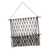 Organizador De Pared De Macramé Rústico, 50cmx40cm Gris