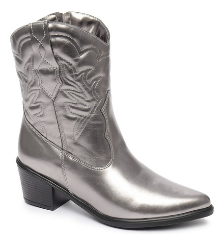 Bota Texana Western Flor De Griffe Cowboy Metalizada Bordado