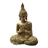 Buda Namasté Namaskara Dorado Poliresina Meditación Fengshui