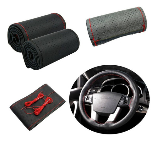 Funda De Volante De Piel Genuina Perforada 37-38cm Universal