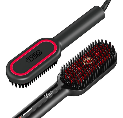 Cepillo Alisador De Pelo Tymo Ionic Plus Negro/rojo