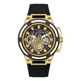 Guess Reloj Deportivo Multifunción De 46 Mm Para Hombre, Esf Color De La Correa Negro Color Del Bisel Dorado Color Del Fondo Timex Group