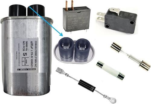 Kit Microondas Capacitor 0,85uf+2 Fusivel+rele+chave+diodo