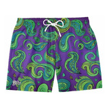 Bermuda Shorts Praia Psicodélica Purple Rave Beach Style