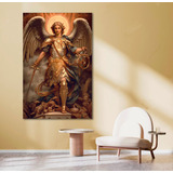 Cuadro Decorativo 60x90 Arcangel San Miguel Angel Catolico