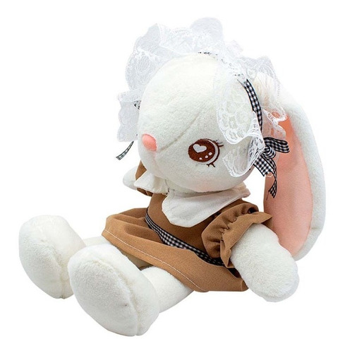 Conejo Blanco De Peluche 35 Cm Conejito Kawaii Con Vestido 