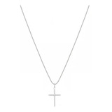 Corrente Feminina Prata Maciça 925 + Pingente Crucifixo 45cm