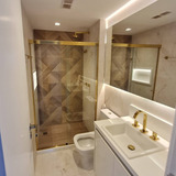 2kit Box Banheiro Quadrado Gold Dourado S/vidro 1,60x1,90