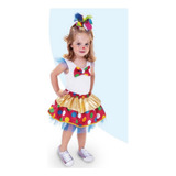 Vestido Infantil Temático Circo Palhacinha Luxo Carnaval 